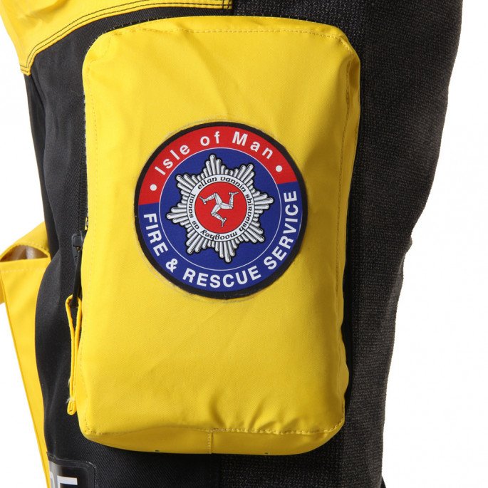 Isle of Man Rescue & Responder Suit - close up of transporter pocket with team crest