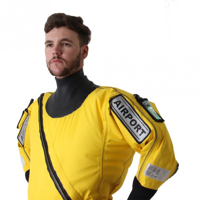 Isle of Man Rescue & Responder Suit - side view, close up of top half, Flexi-Light pocket
