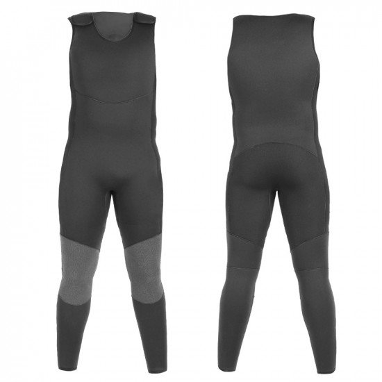 The classic Farmer John wetsuit is a one-piece sleeveless suit that covers the legs and torso.