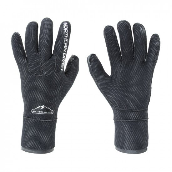 5mm neoprene arctic survivor gloves in black and silver styling
