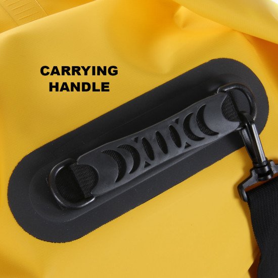 Roll top dry bag carrying handle