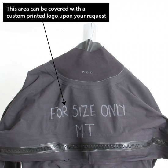 Surface suit is ex-demo and has writing on the chest along with the size MT