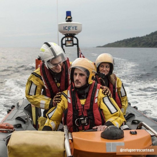 The refugee rescue team in action using Northern Divers Rescue & Response Offshore suit
