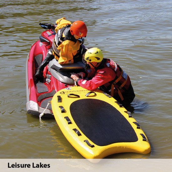 Lifeboard demo day with the storm force rescue suits at Leisure Lakes