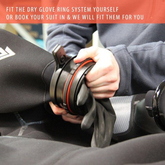 Northern Divers repairs and alteration service can fit the glove ring system to your drysuit.