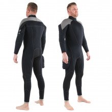 7mm Rear Entry Black & Silver Wetsuit - front & back shots