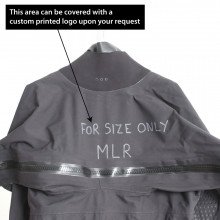 Surface suit is ex-demo and has writing on the chest along with the size MLR