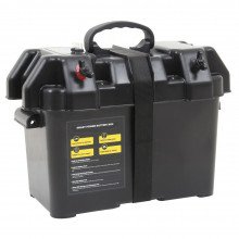 Smart Power Battery Box, shown from the front, closed  with lid buckled shut