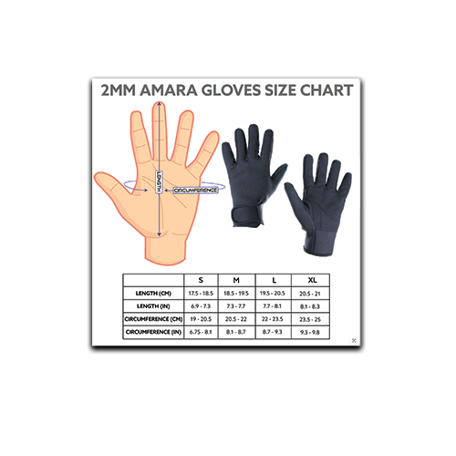 Amara Palm Gloves Size Chart