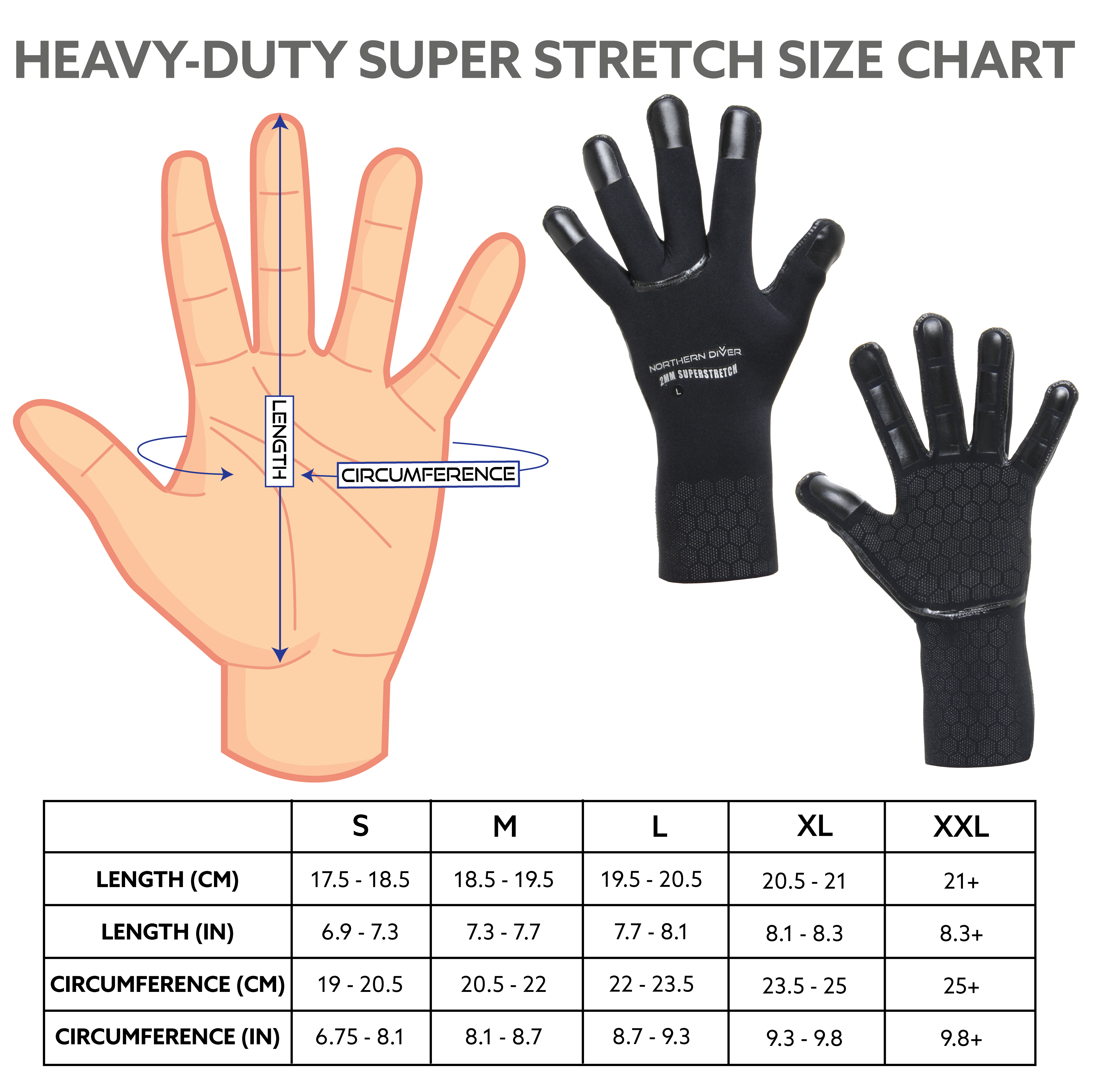 heavy duty super stretch gloves size chart