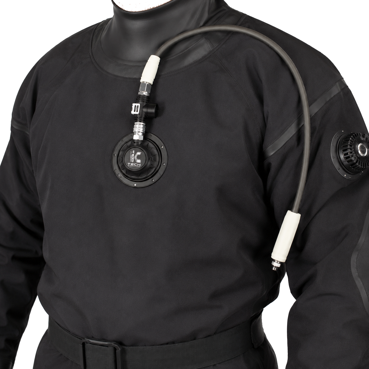 blowgun system attached to drysuit