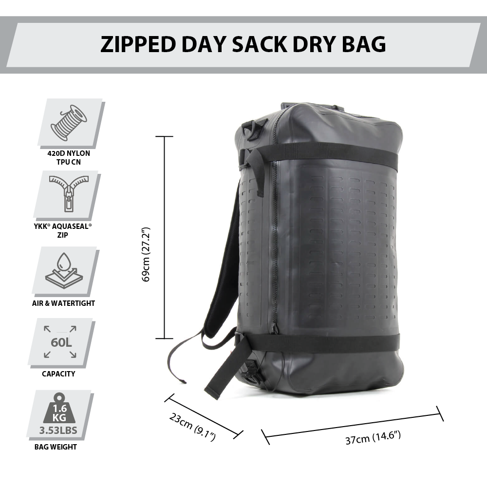 Zipped Day Sack Dry Bag | Dimensions & Features