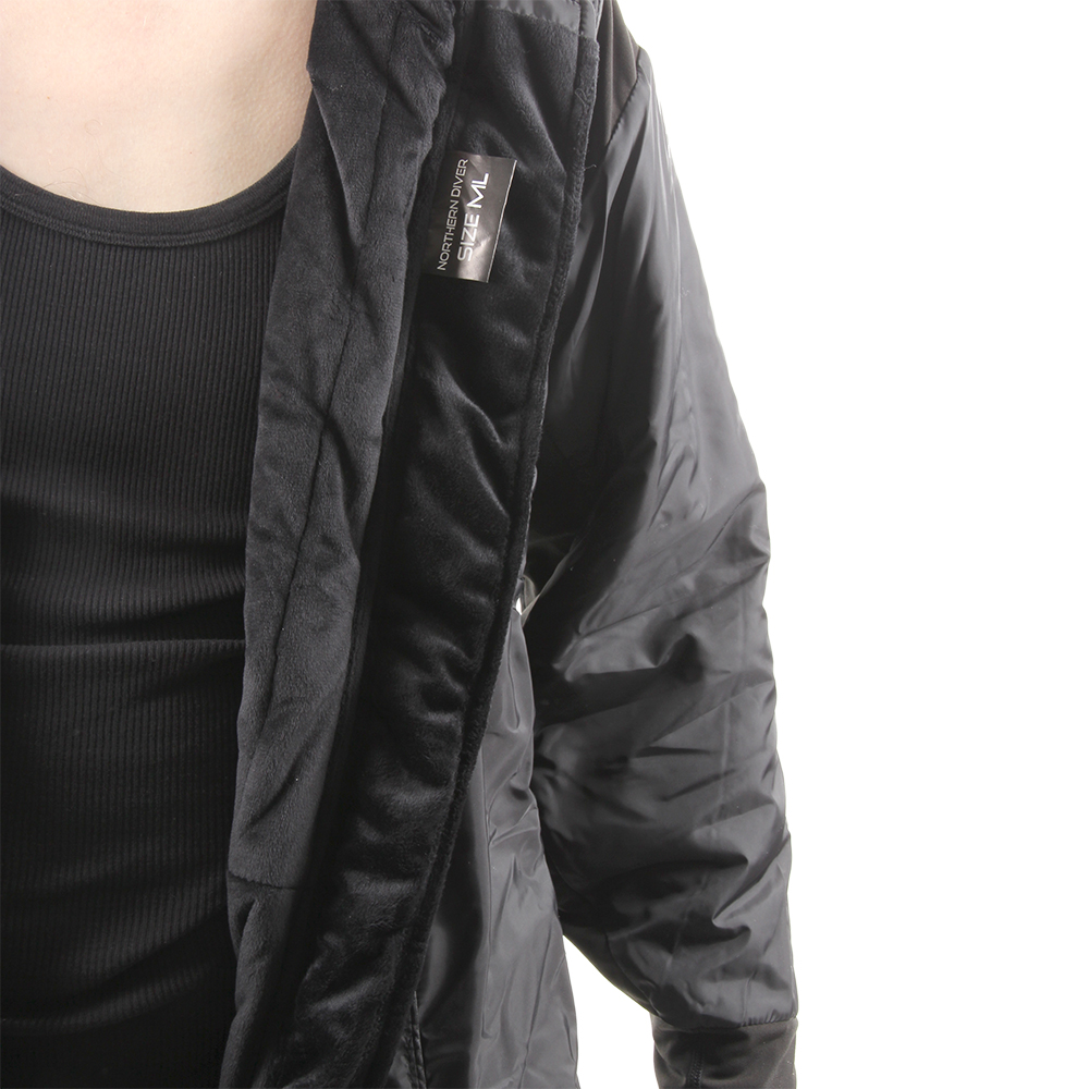Close up of the upper half, showing the fabric layering and zip