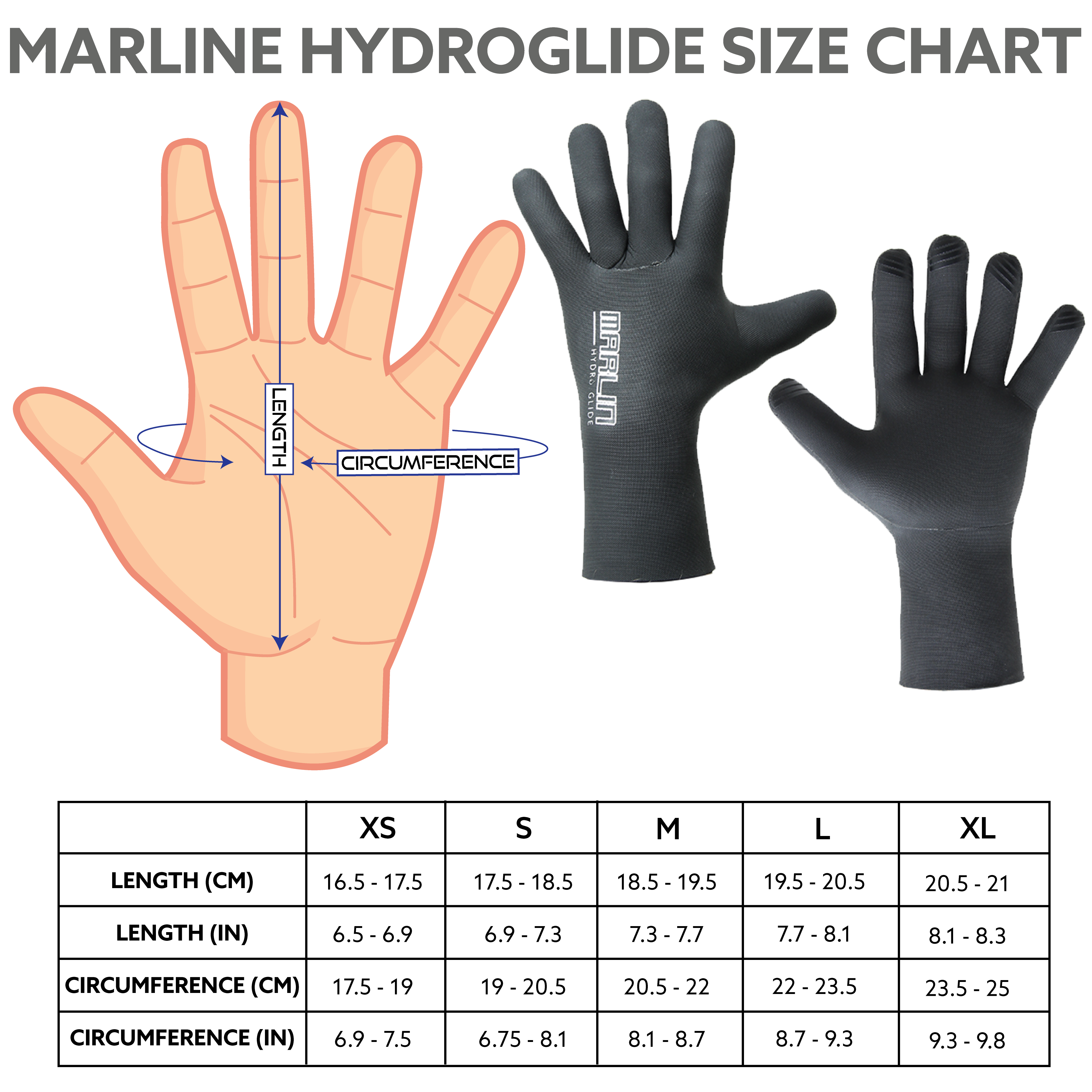 marlin hydroglide size chart