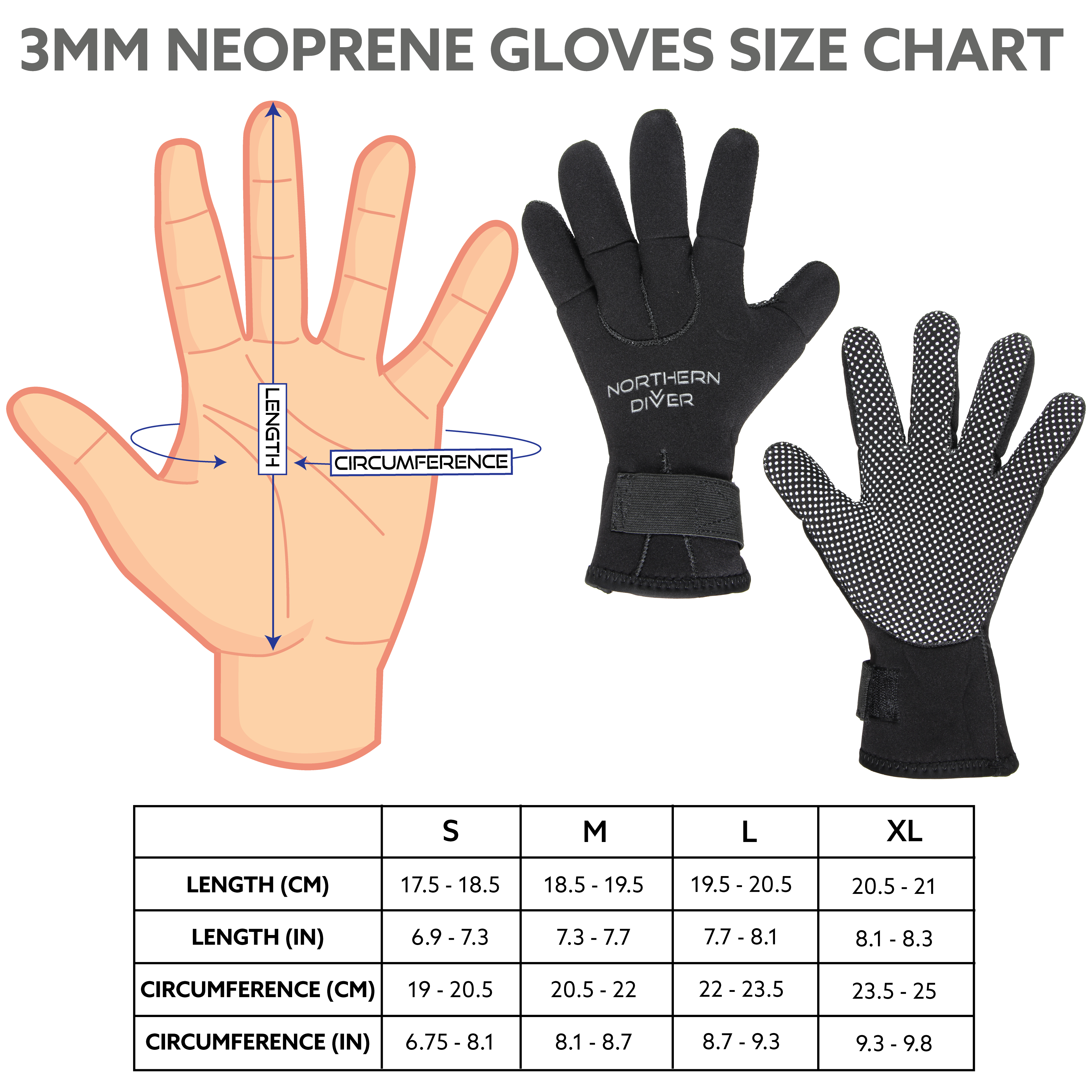 3mm neoprene size chart