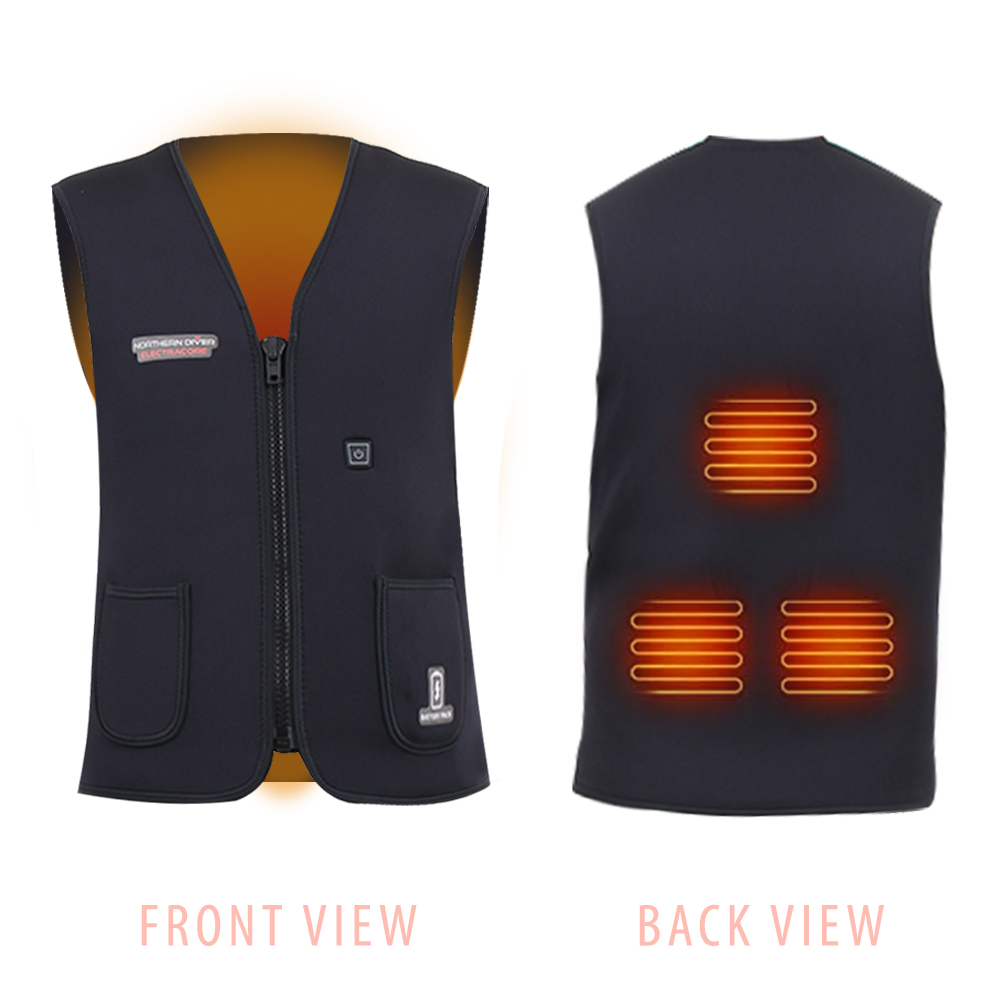 main heated areas on the vest