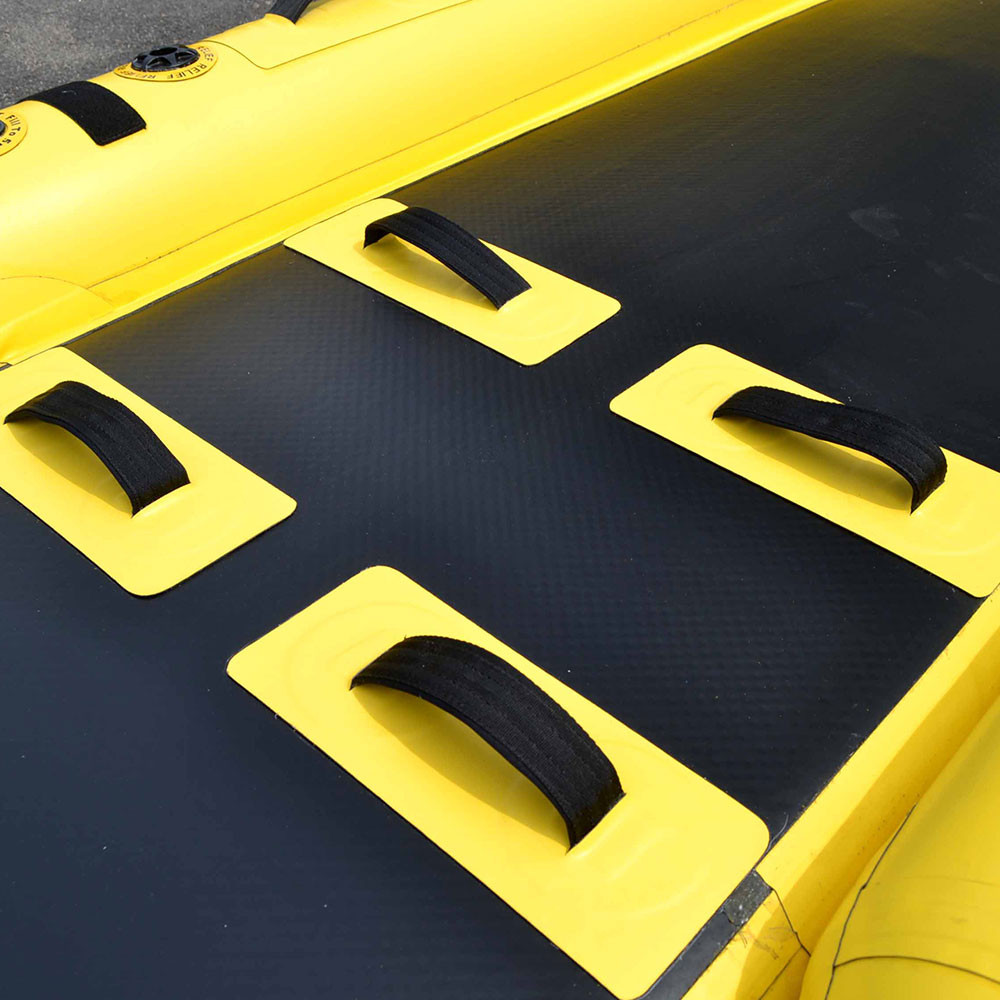 RR4 features 11 grab-handles, 4 of which are mounted to the floor towards the aft of the sled for quick onboarding out of the water