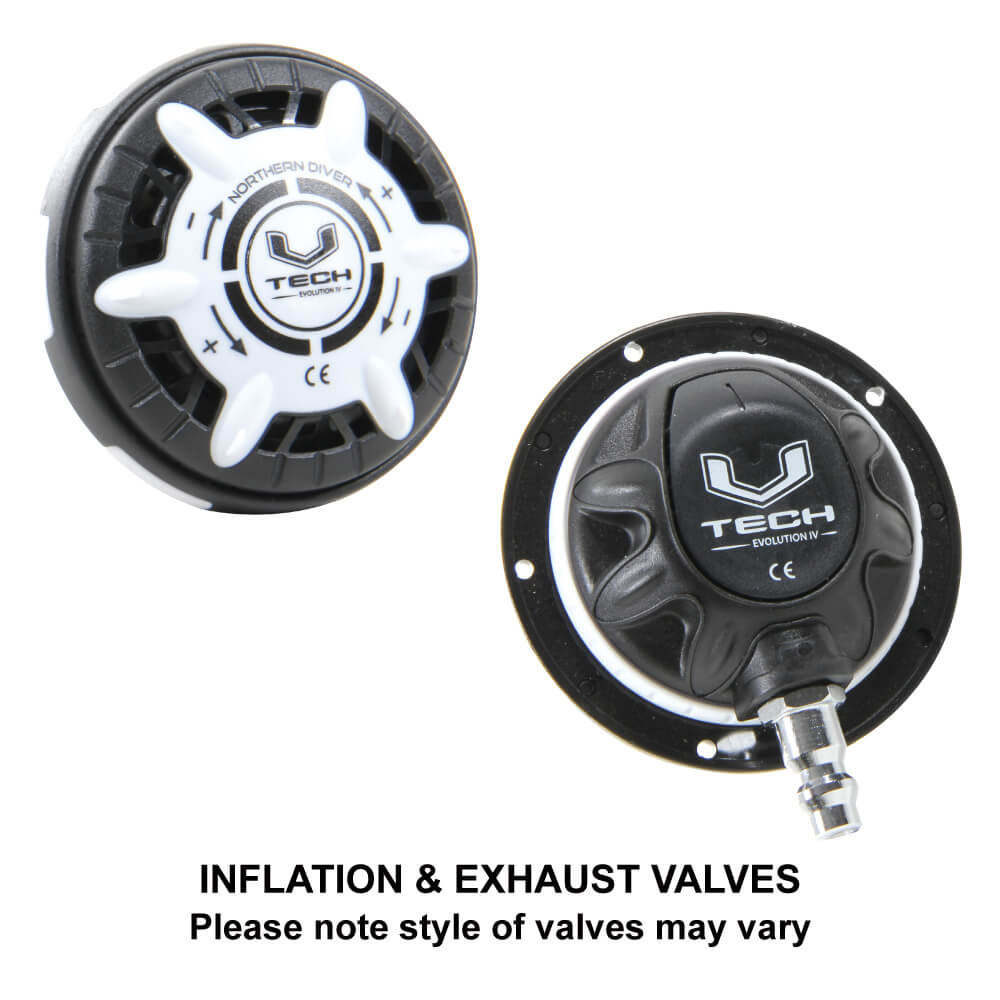 Divemaster Commercial inflation and exhaust valves, styles may vary